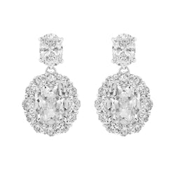 10 Carats Diamond Halo Drop Earrings Round and Oval Old Mine Cut Gold