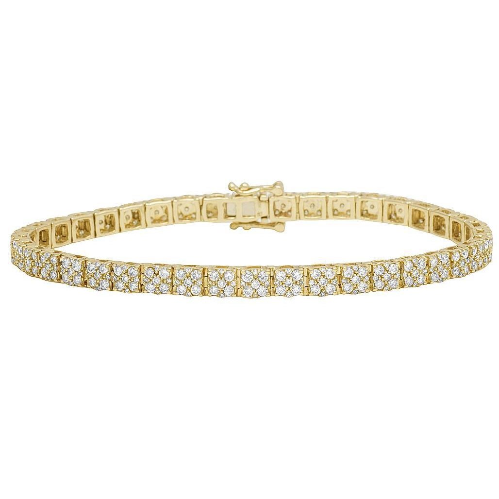 10K Yellow Gold 5.75 Carats Lab Grown Diamonds Tennis Bracelet New