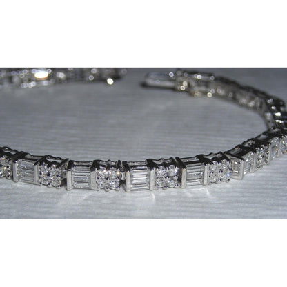 10 Carats Diamond Tennis Bracelet White Gold Baguettes