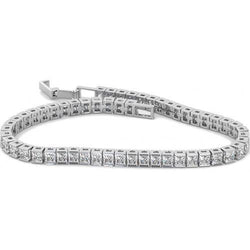 10 Carats Princess Cut Lab Grown Diamonds Channel Set Bracelet White Gold
