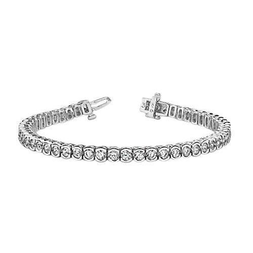 10 Carats Round Brilliant Cut Lab Grown Diamond Tennis Bracelet White Gold 14K