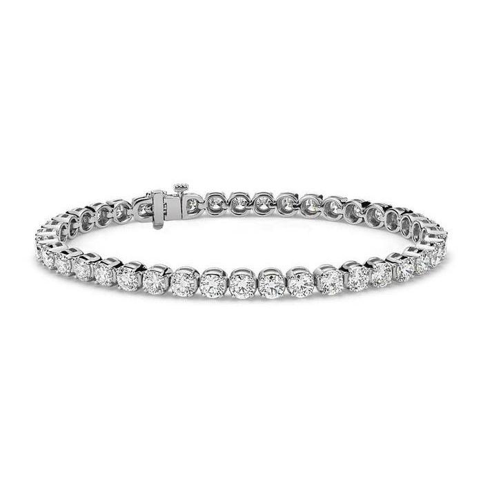 10 Carats Round Lab Grown Diamond Tennis Bracelet 40 Stones White Gold 10K