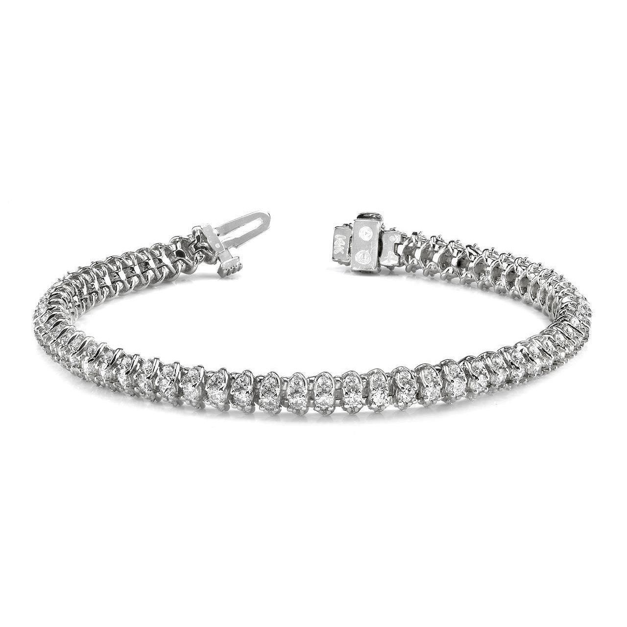 10 Carats Round Lab Grown Diamonds Scoop Link Bracelet White Gold