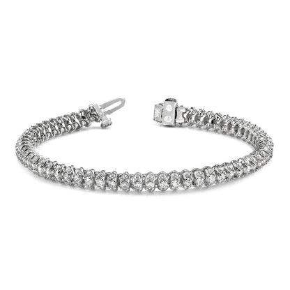 10 Carats Round Lab Grown Diamonds Scoop Link Bracelet White Gold
