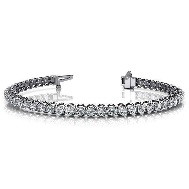 10K Prong Set Sparkling 4.80 Carats Diamonds Tennis Bracelet New Wg Tennis Bracelet