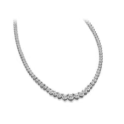 11 Carats Round Diamonds Tennis Necklace Women Jewelry Gold 14K