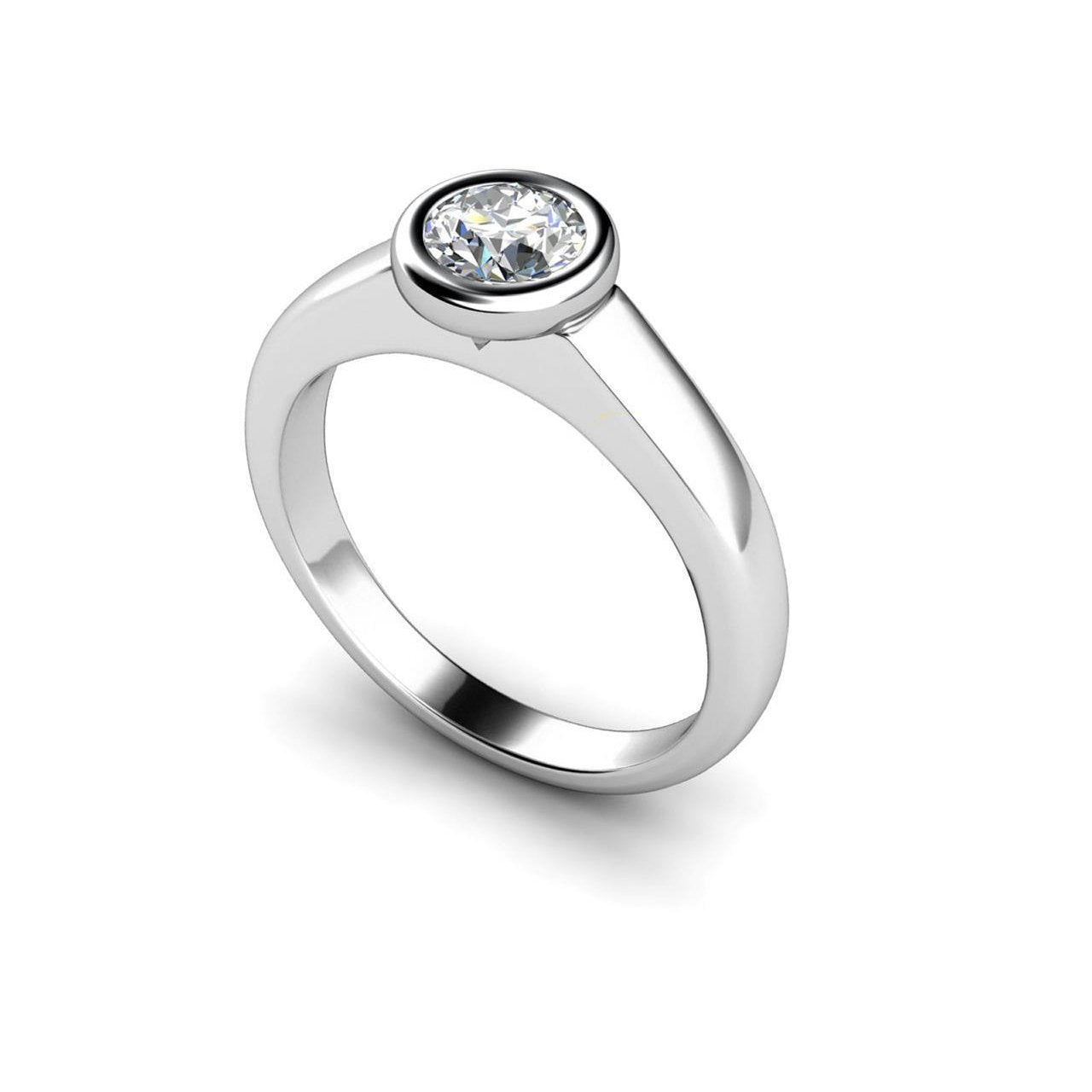 Bezel Set High Quality Wedding Solitaire White Gold Diamond Anniversary Ring 