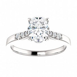 2 Carats Oval Diamond Wedding Anniversary Ring 14K White Gold