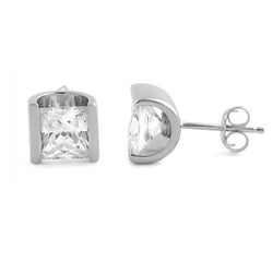 1 Carat Princess Cut Natural Earth Mined Diamond Stud Earring 14K White Gold