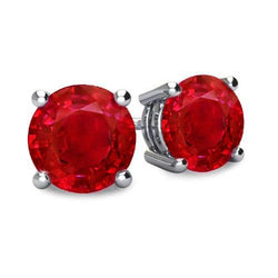 11 Ct Prong Set Round Cut Red Ruby Lady Studs Earrings