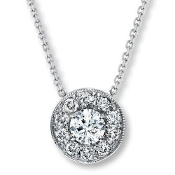 1.25 Carat Round Natural Earth Mined Diamond Pendant Necklace 14K White Gold