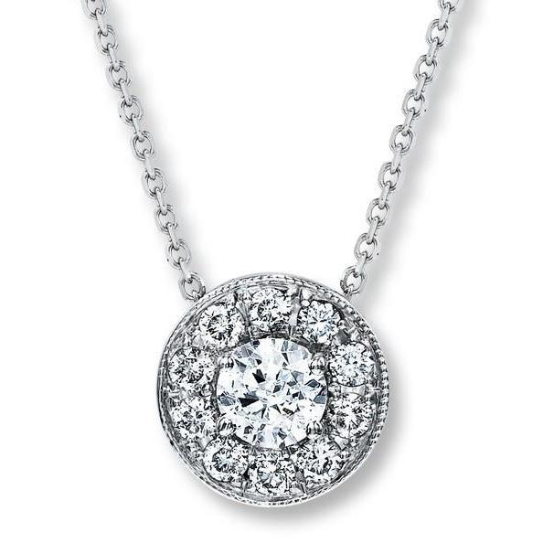 1.1 Ct Round Diamond Pendant Necklace 14 White Gold Pendant