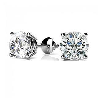  Princess Cut High Quality Unique  Stud Earrings White Gold Diamond