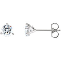 3 Prong Set Solitaire Round Diamond 1 Carat Stud Earring Jewelry