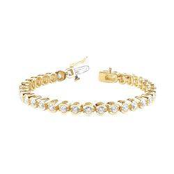 11.20 Carats Round Cut Natural Diamond Tennis Bracelet Yellow Gold 14K