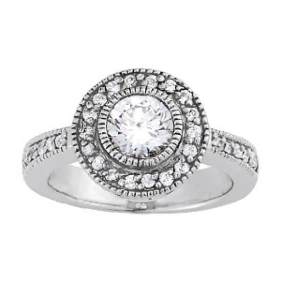 1.10 Carats Round Diamonds Engagement Anniversary Halo Ring Solid Gold 14K Halo Ring