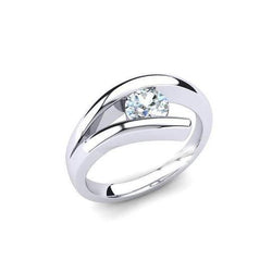 1 Carat Solitaire Round Cut Diamond Engagement Ring Bar Set