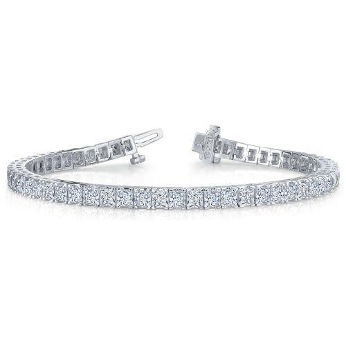Tennis Bracelet 13 Carats Princess Cut Diamond Tennis Bracelet Solid White Gold 10K