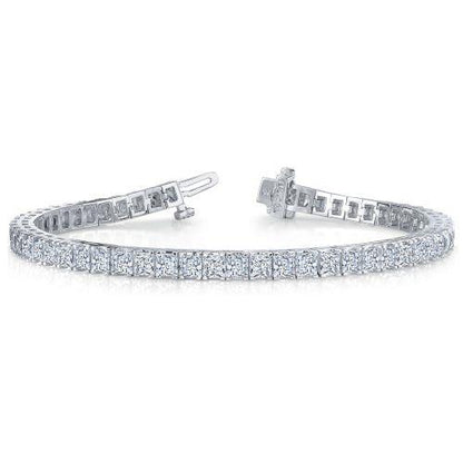 Tennis Bracelet 13 Carats Princess Cut Diamond Tennis Bracelet Solid White Gold 10K