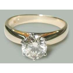 1.50 Carats Round Real Natural Earth Mined Diamond Solitaire Engagement Ring Two Tone 14K