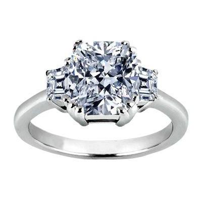 11 Carat Big Cushion Lab Grown Diamond Three 3 Stone Ring Gold NewNew
