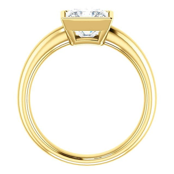 Princess Cut Diamond Solitaire Ring Bezel Set