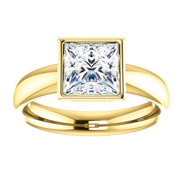 Bezel Set Diamond Solataire Ring Yellow Gold