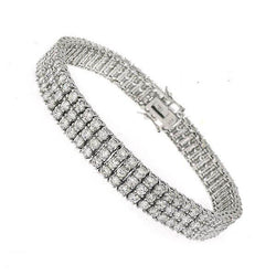 10.80 Carats Round 4 Prong Set Natural Earth Mined Diamond Tennis Bracelet White Gold 14K
