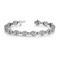 12.50 Carats Round Carats Lab Grown Diamonds Almond Link Bracelet White Gold