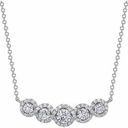 12 Carats Round Graduation Diamond Necklace Pendant White Gold 14K