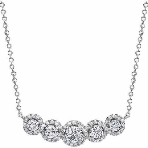 12 Carats Round Graduation Diamond Necklace Pendant White Gold 14K Pendant