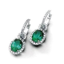 10.70 Ct Green Tourmaline And Diamonds Dangle Earring