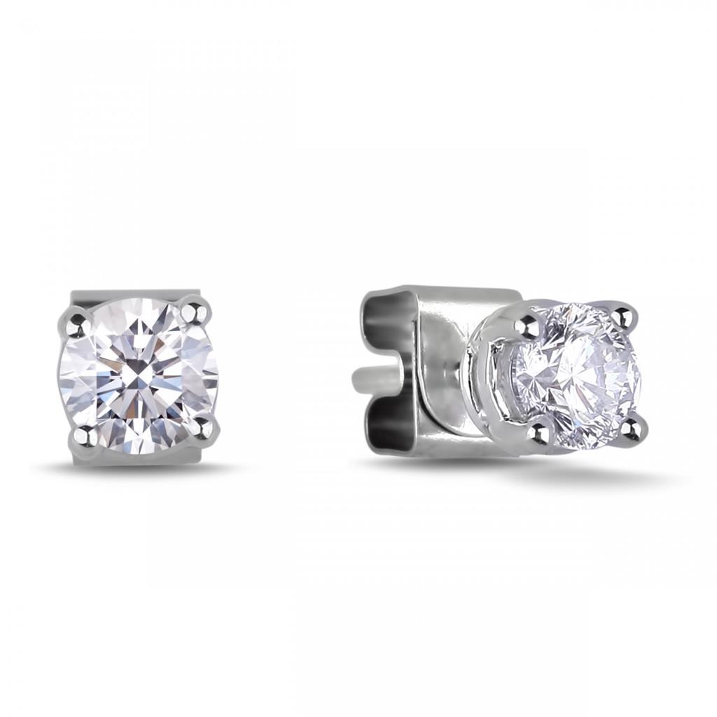 Round Diamond Fancy Princess Cut Vintage Style White Gold Diamond Stud Earrings