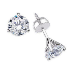 1.20 Carats Round Solitaire Diamond Stud Earring 14K White Gold
