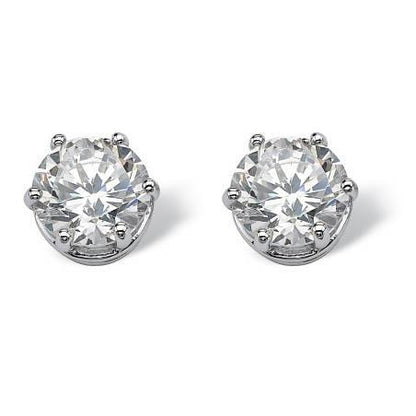 New Fancy Solitaire Prong Set Round Diamond Stud Earring