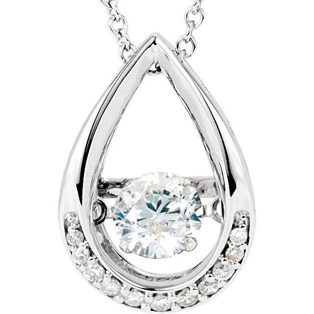 1/2 Ct Tw Natural Diamond 18" Necklace 14K White Gold Pendant
