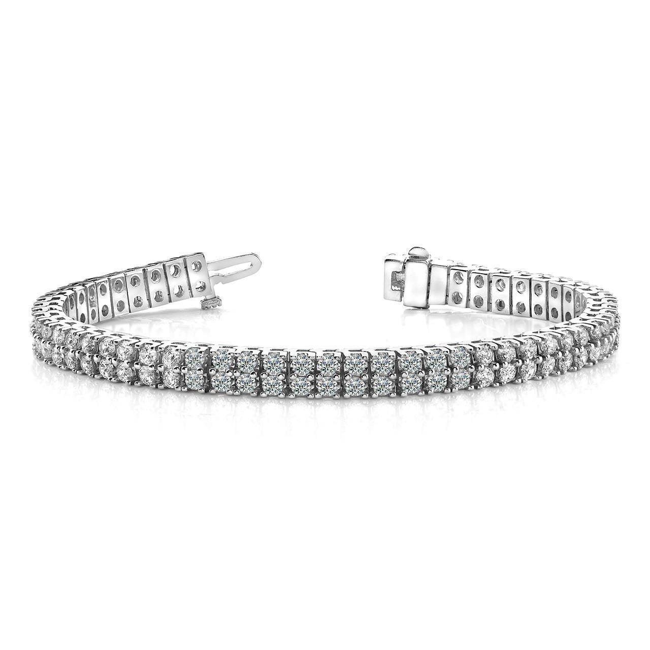 12.50 Carats Timeless Two Row Lab Grown Diamonds Tennis Bracelet White Gold