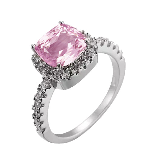 Sparkling Pink Kunzite And Diamonds Anniversary Ring Gold White