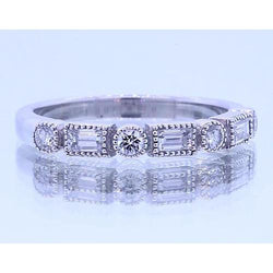 1.20 Carats Round & Baguettes Natural Earth Mined Diamond Anniversary Band White Gold 14K