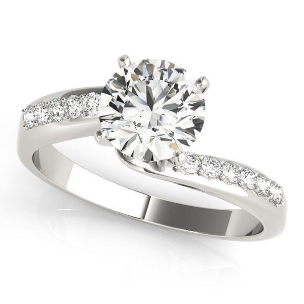 Women Diamond Engagement Ring White Gold Solitaire Ring with Accents