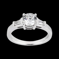 1.20 Ct. Diamonds Three Stone Wedding Ring Round & Baguette Cut
