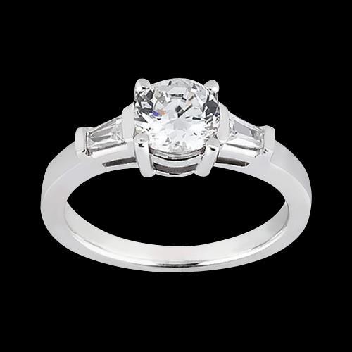 1.20 Ct. Diamonds Three Stone Wedding Ring Round & Tb Diamond Three Stone Ring