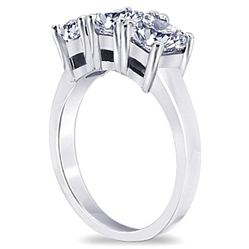 Three Stone Ring 3 Carat Princess Diamonds Three Stone Engagement Ring White Gold 14K