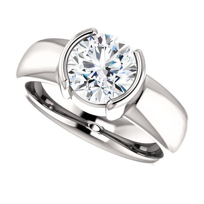 Woman's White Gold Weeding Anniversary Solitaire Diamond Ring 