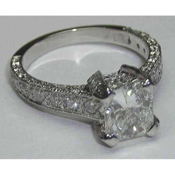 Diamond Ring Antique Style 3.50 Carats White Gold 14K Engagement Ring