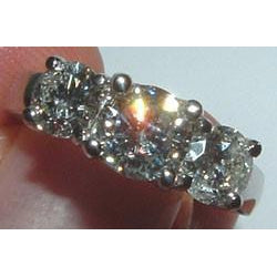 Three Stone Ring 4 Ct.White Gold Genuine Real Diamond Three Stone Engagement Ring