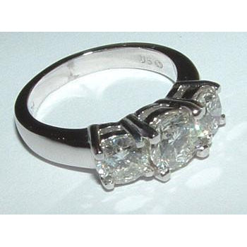 4 Ct.White Gold Genuine Real Diamond Three Stone Engagement Ring Three Stone Ring