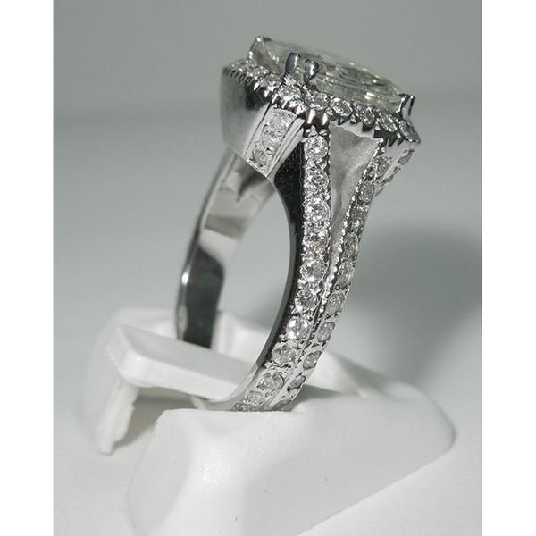 Halo Ring 4 Carat Cushion Center Diamond Halo Ring White Gold Jewelry