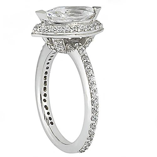 Marquise Cut  Diamonds Wedding  Gold White Solitaire Ring with Accents