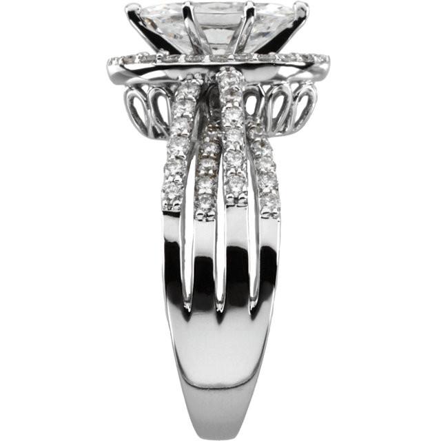 2.75 Carat Marquise And Round Diamond Engagement Ring 14K Halo Ring